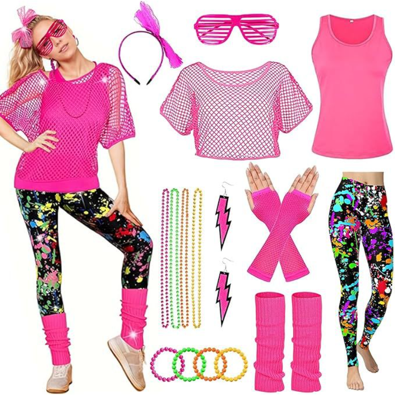 Women'S Fashion From The 80S - 10Pcs/set Women 80s Fancy Workout Costume