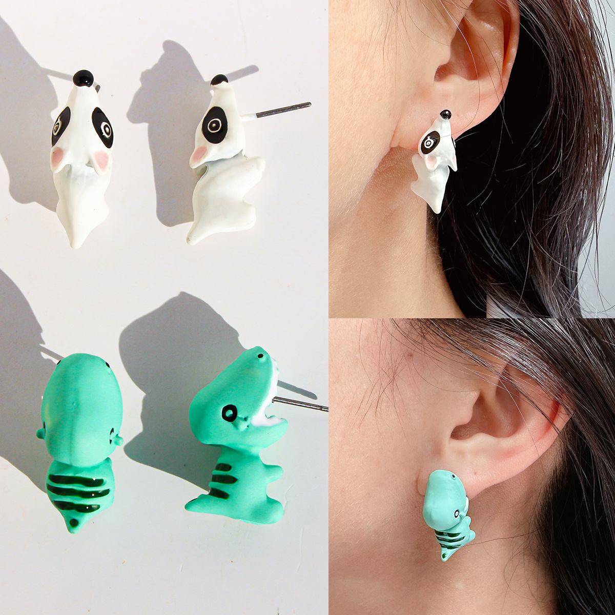 Women'S Fashion Earrings - 2pcs Animal Cartoon Stud Earring Set