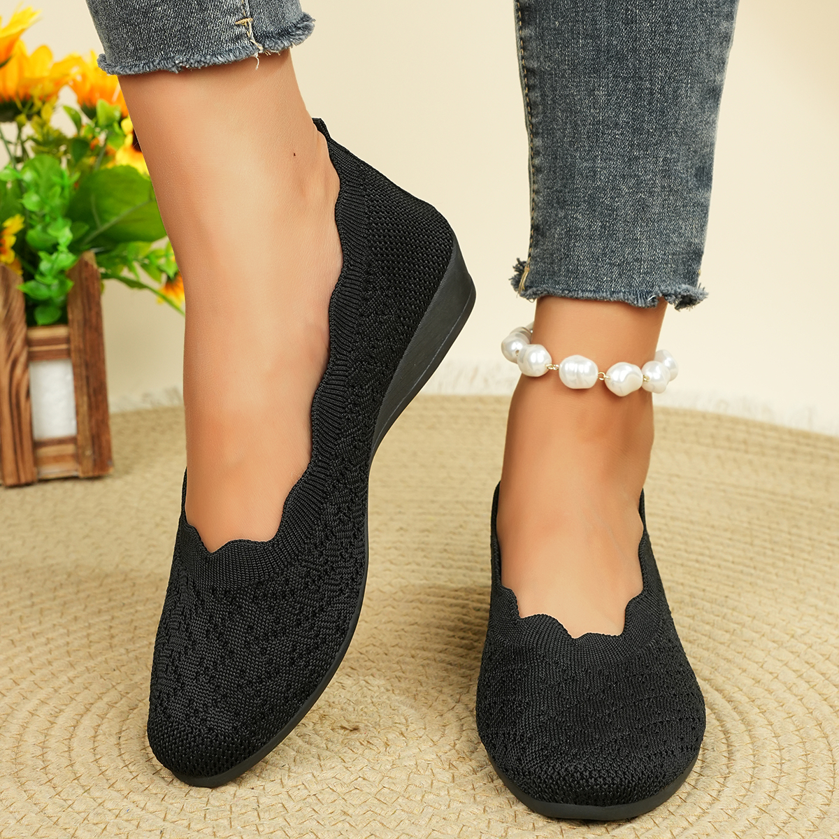 Women'S Fashion Walking Shoes - Women's Breathable Knit Flats 2025 New