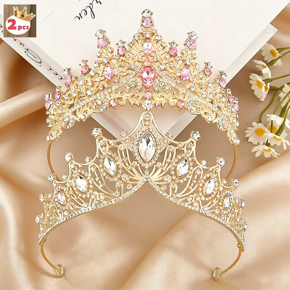 Women'S Fashion Headbands - 2Pcs Exquisite Vintage Baroque Gold Tiara