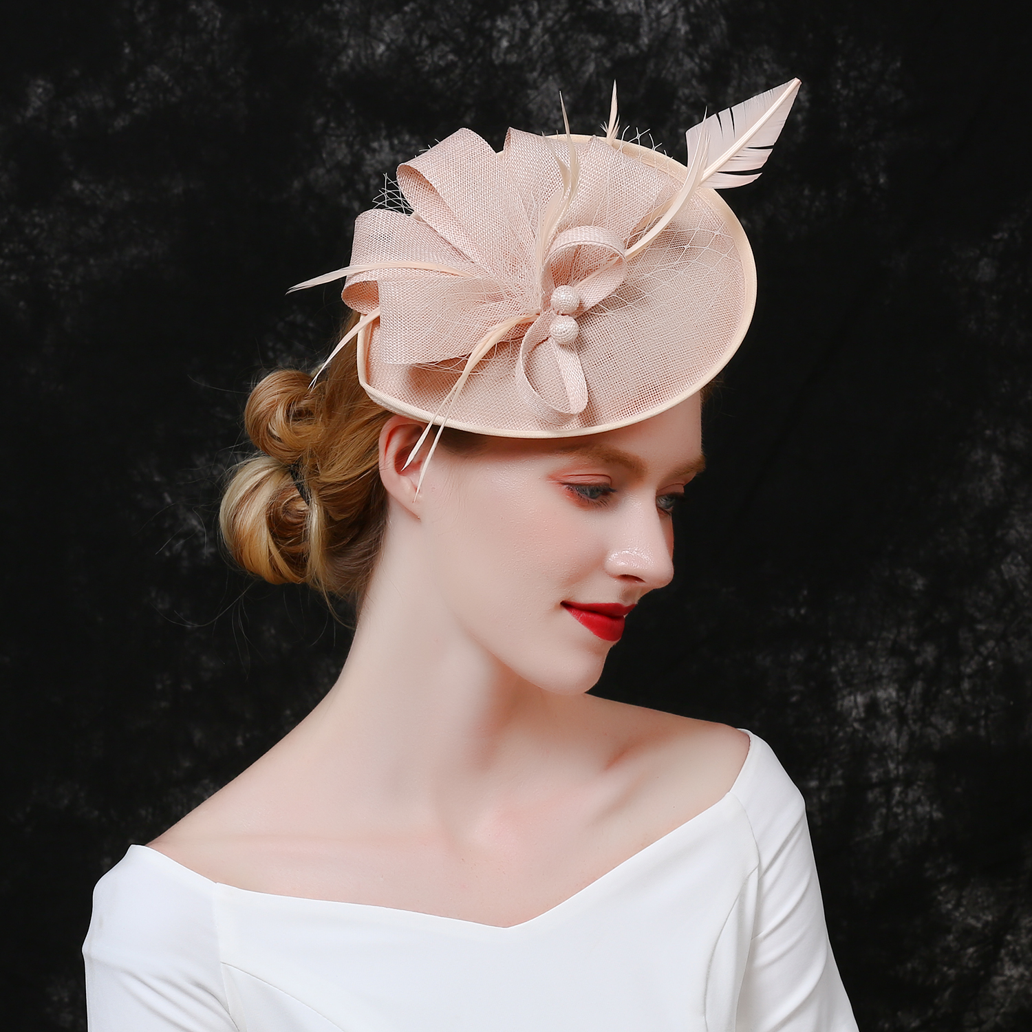 Women'S Fashion Melbourne - Teardrop Heavy Weave Sinamay Loop Veil