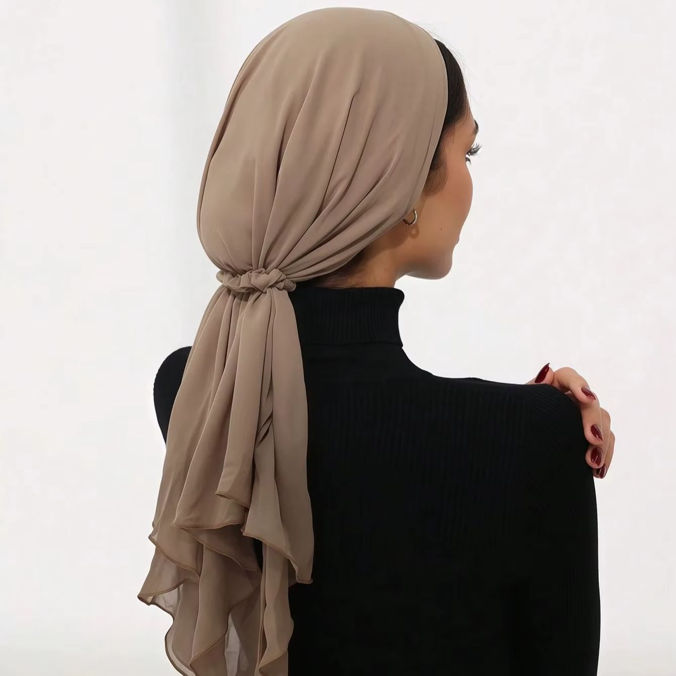 Women'S Fashion Visor - Women Solid Muslim Instant Hijabs Chiffon