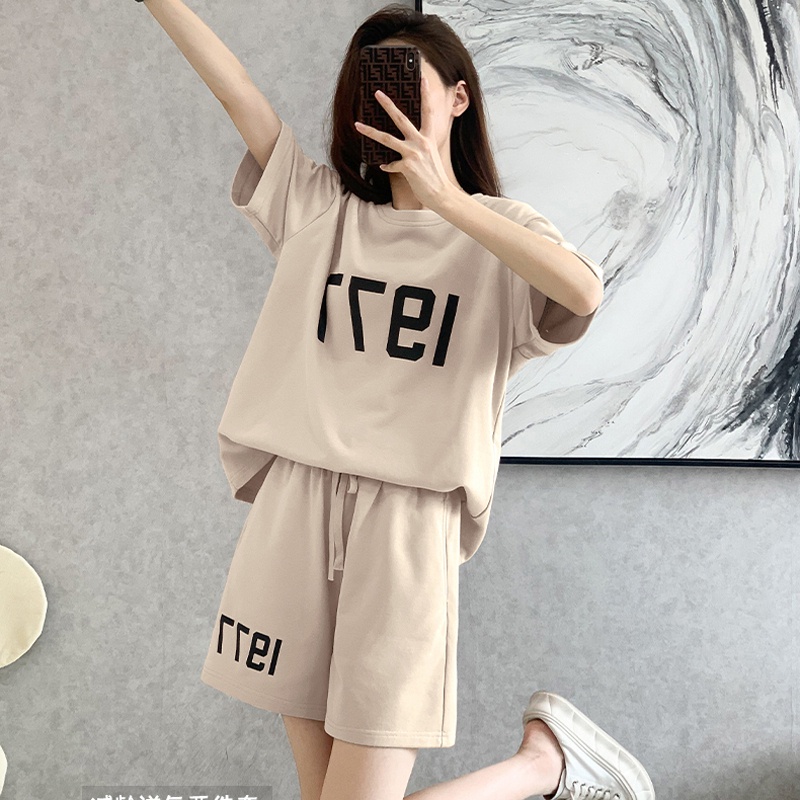 Tie Dye Two Piece - 2-Piece Letter Print Casual Tracksuit, Loose