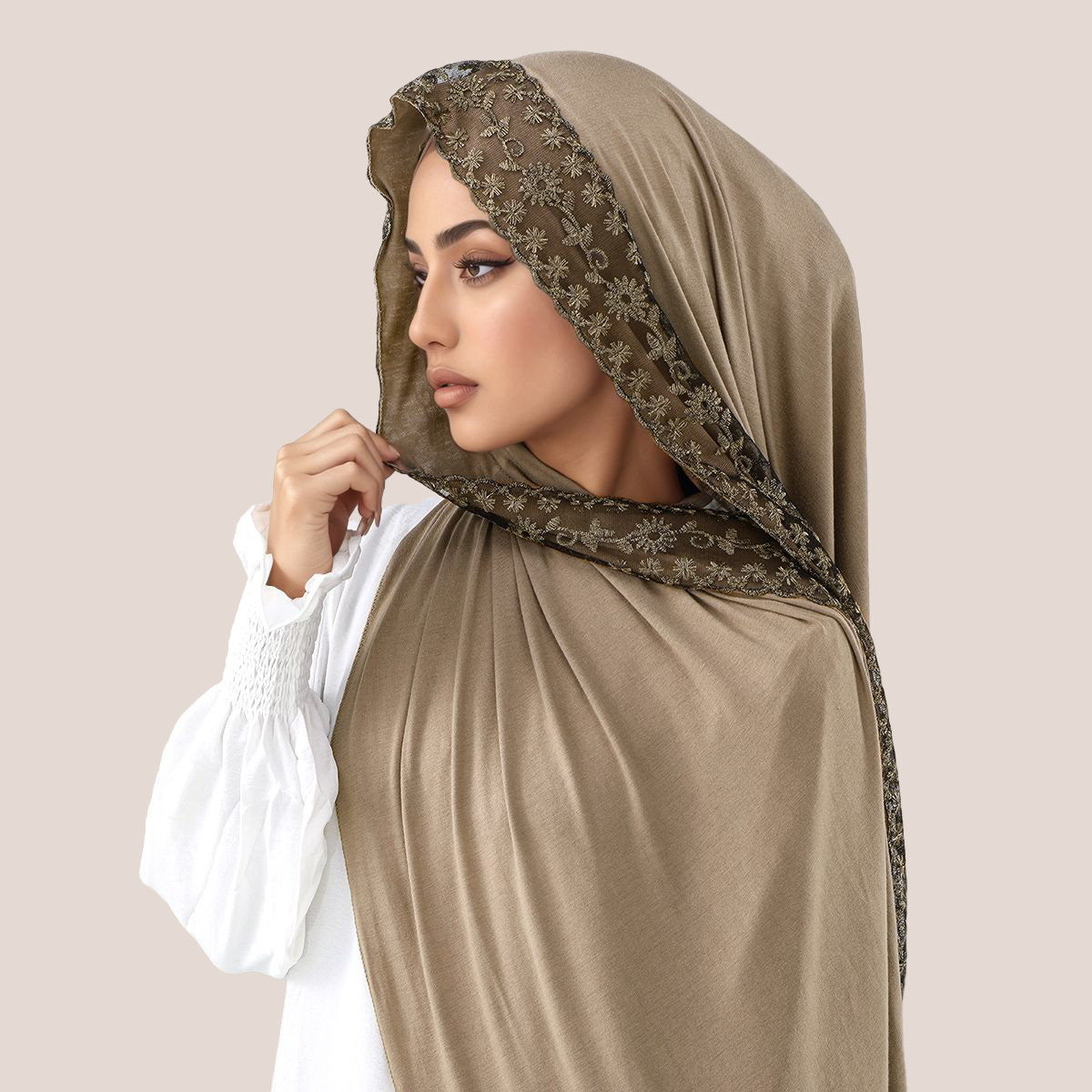 Lace Embroidery Cotton Jersey  - Women'S Fashion Headbands ulasan dan harga