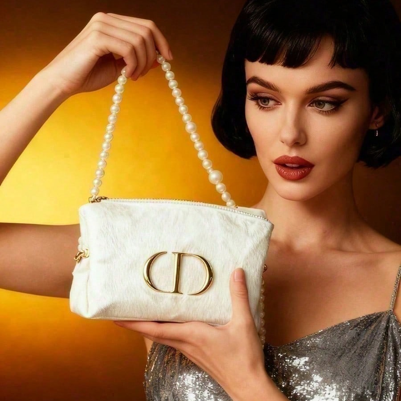 Dior’s Bag White Velvet Travel - Women Fashion Logo Design ulasan dan harga