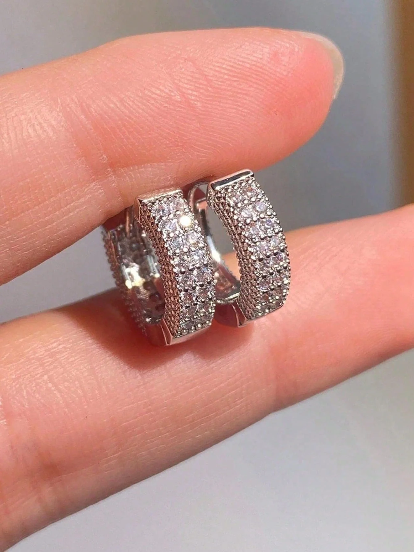 Cubic Zirconia Studded Hoop Ea - Women'S Fashion Earrings ulasan dan harga