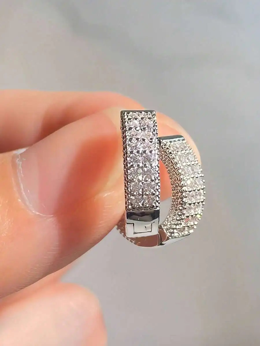 Cubic Zirconia Studded Hoop Ea - Women'S Fashion Earrings ulasan dan harga