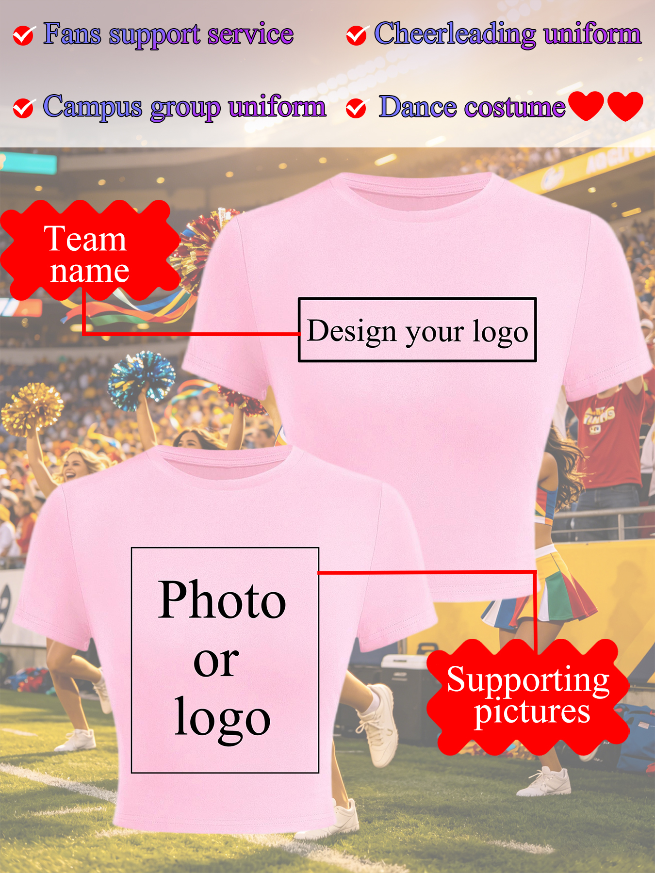 Women's Crop T-shirt Customize - Women Fashion Logo Design ulasan dan harga