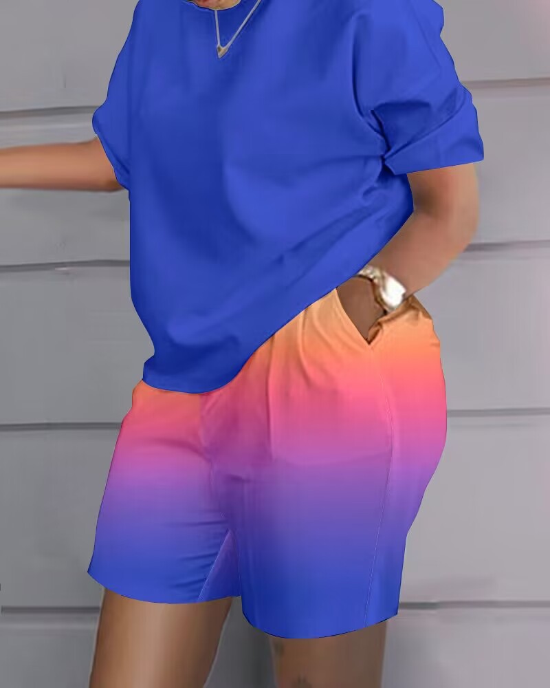 Women Casual Short Sleeve Two  - Tie Dye Two Piece ulasan dan harga