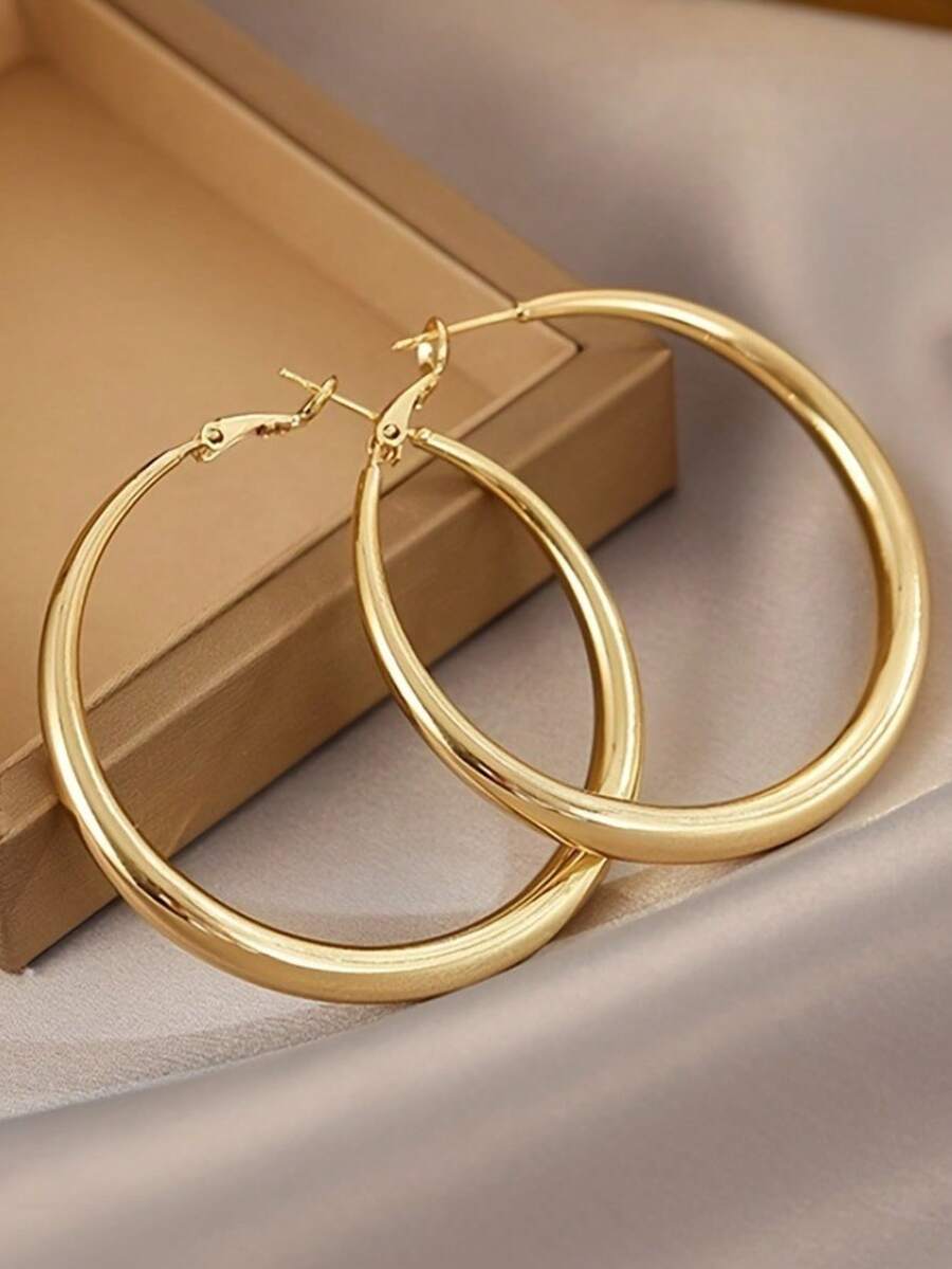 Shiny Gold Tone Y2K Minimalist - Women'S Fashion Earrings ulasan dan harga