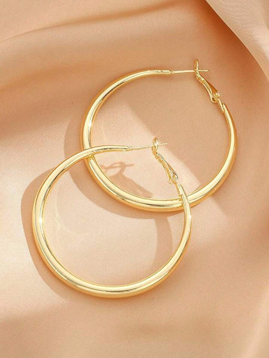 Shiny Gold Tone Y2K Minimalist - Women'S Fashion Earrings ulasan dan harga