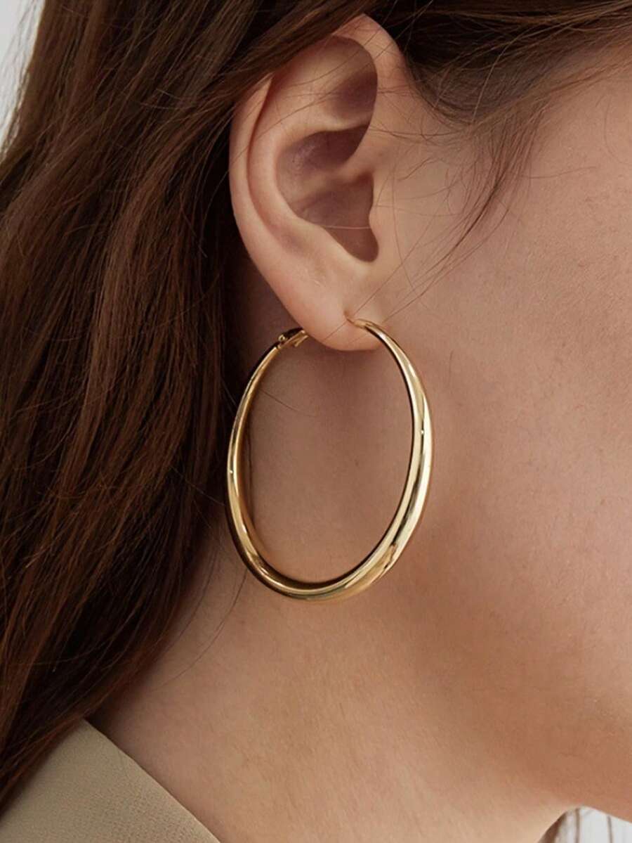Shiny Gold Tone Y2K Minimalist - Women'S Fashion Earrings ulasan dan harga