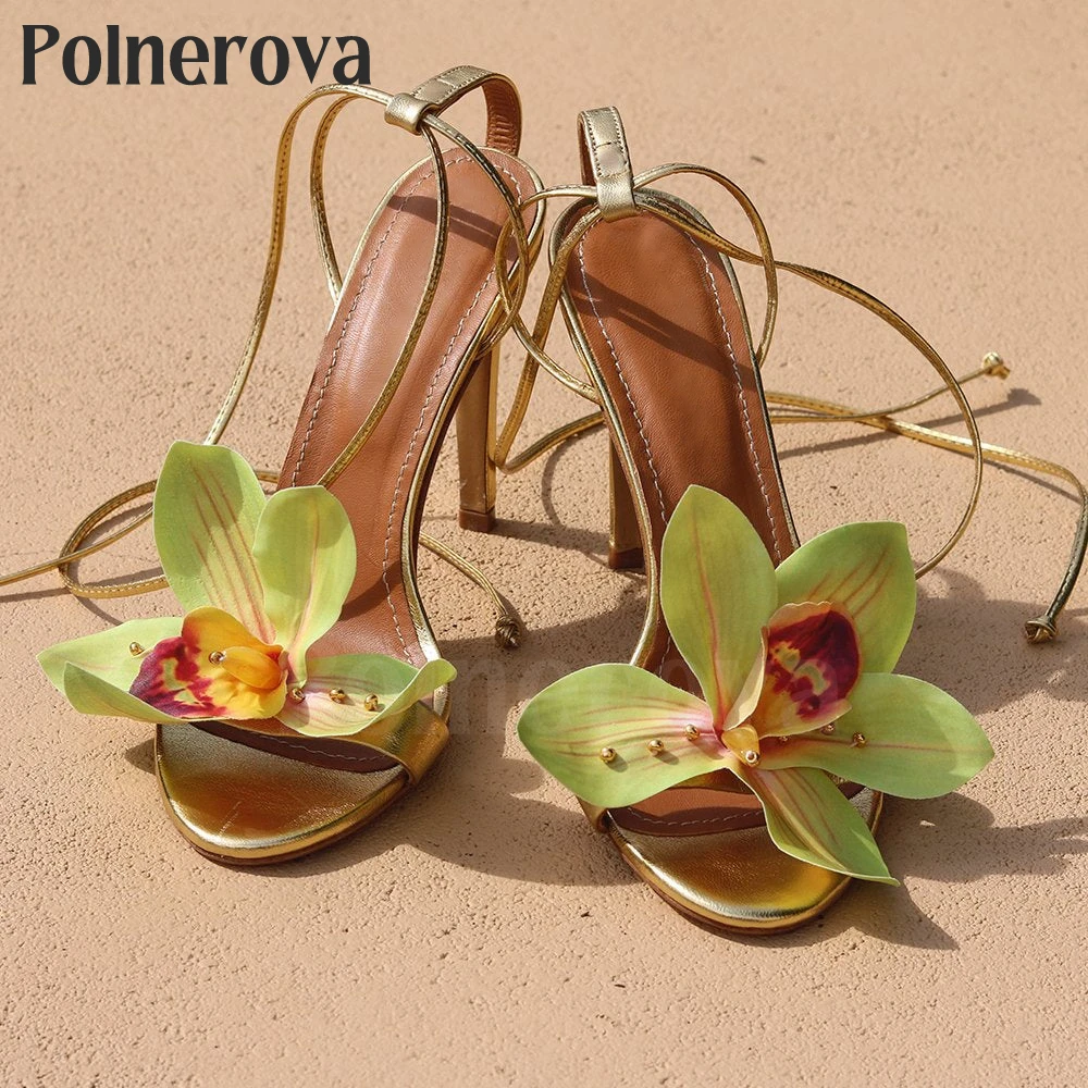 Green Floral Stiletto Sandals  - Sale Fashion Women ulasan dan harga