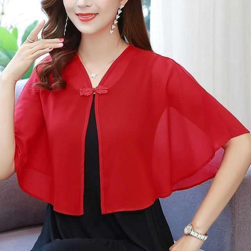 Spring Chiffon Short Outer Wea - Women'S Fashion Visor ulasan dan harga
