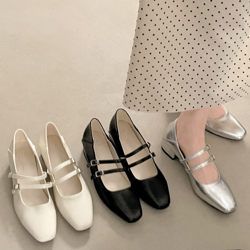 Square Toe Low Heel Women Silv - Women'S Fashion Walking Shoes ulasan dan harga