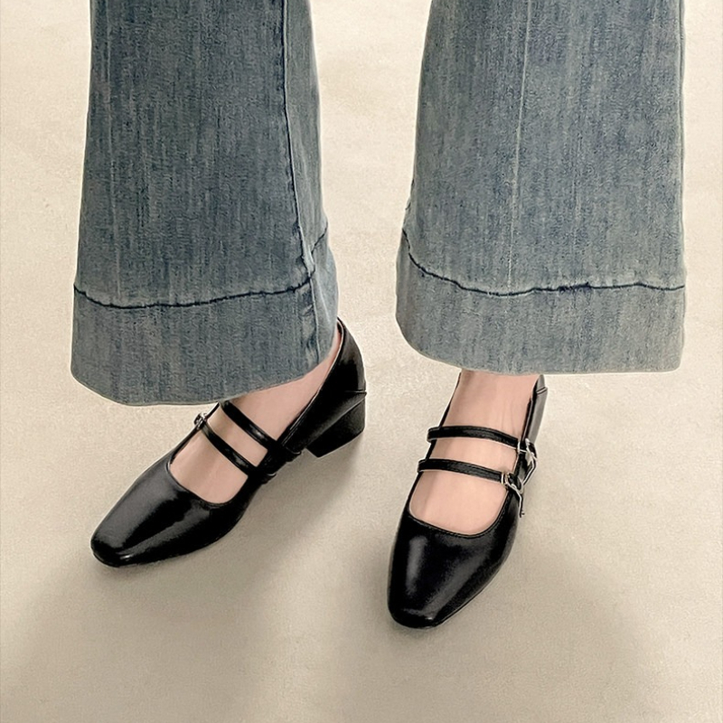 Square Toe Low Heel Women Silv - Women'S Fashion Walking Shoes ulasan dan harga