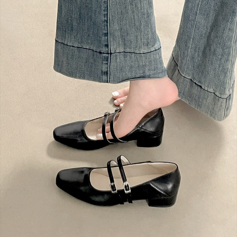 Square Toe Low Heel Women Silv - Women'S Fashion Walking Shoes ulasan dan harga