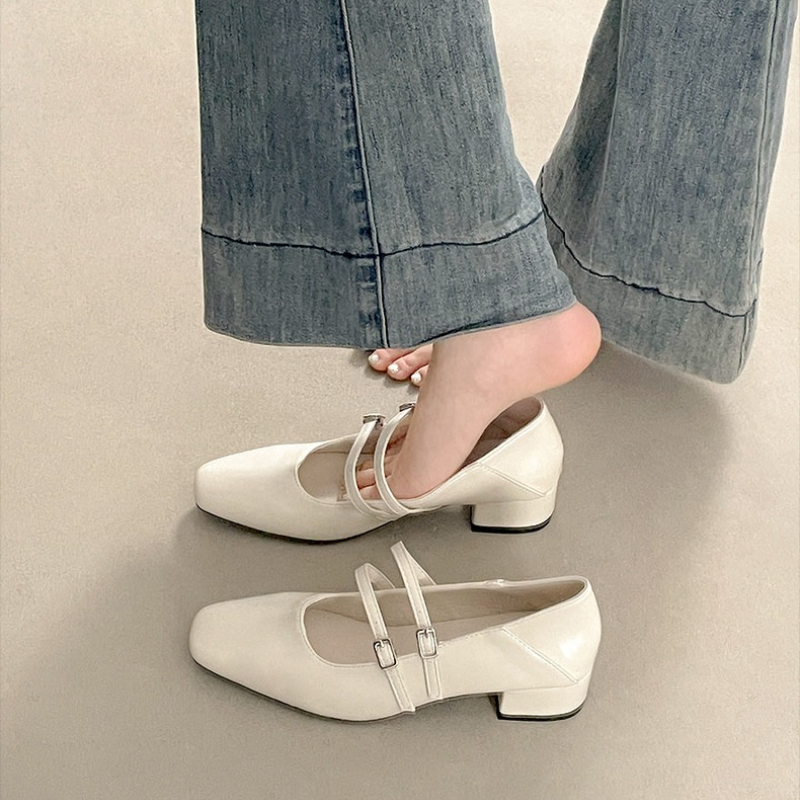 Square Toe Low Heel Women Silv - Women'S Fashion Walking Shoes ulasan dan harga