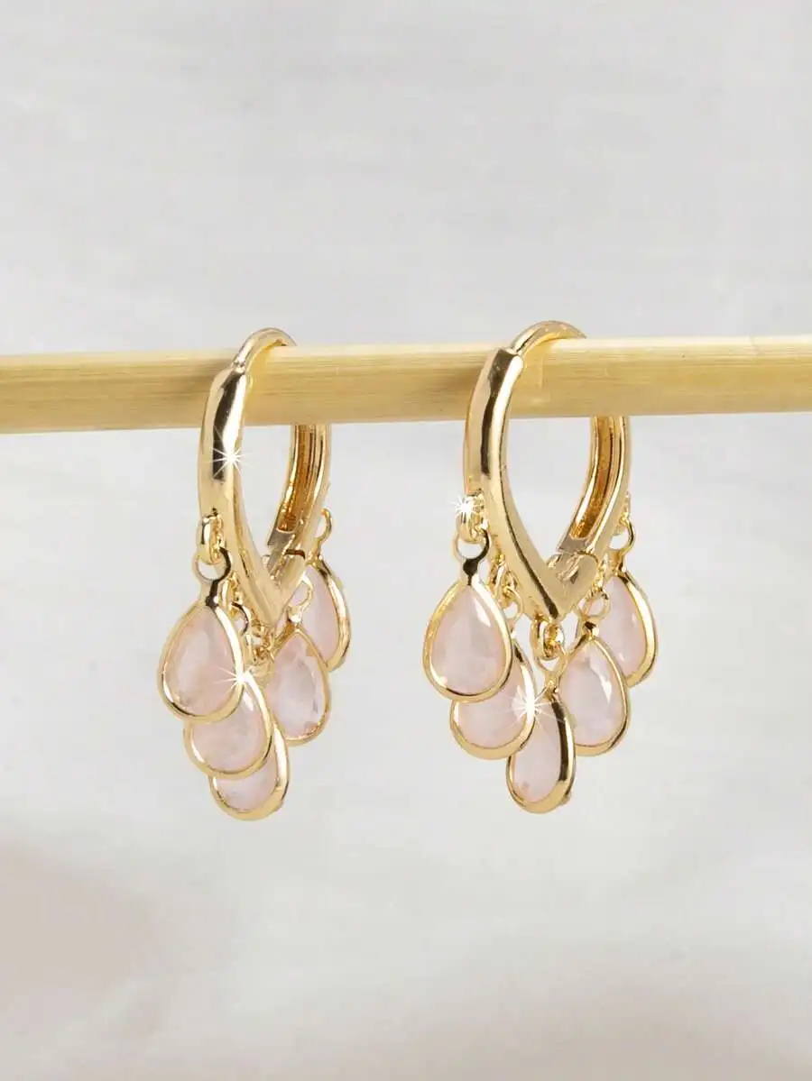 Elegant Gold Tone Teardrop Zir - Women'S Fashion Earrings ulasan dan harga