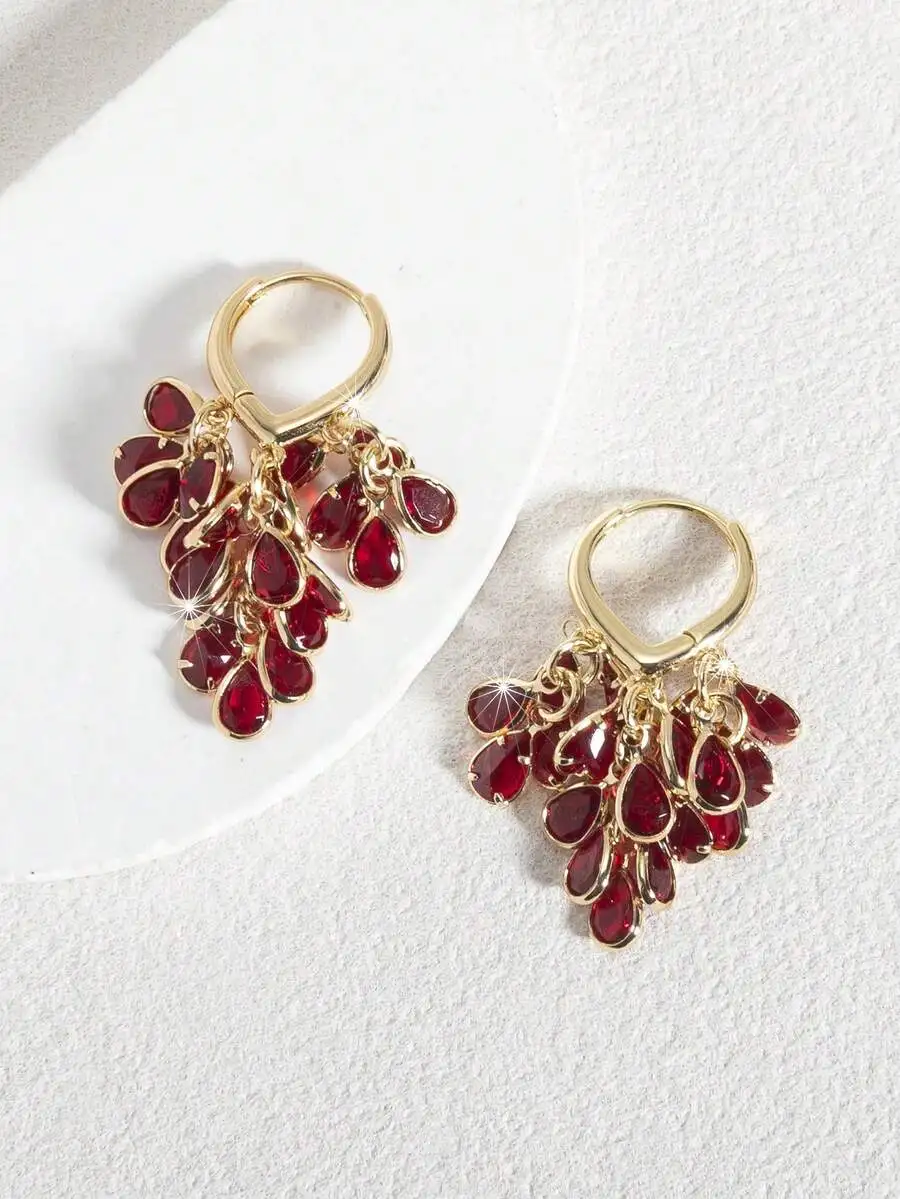 Elegant Gold Tone Teardrop Zir - Women'S Fashion Earrings ulasan dan harga
